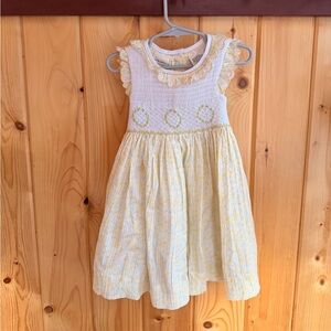Laura Ashley Yellow and White Casual Kids Dress